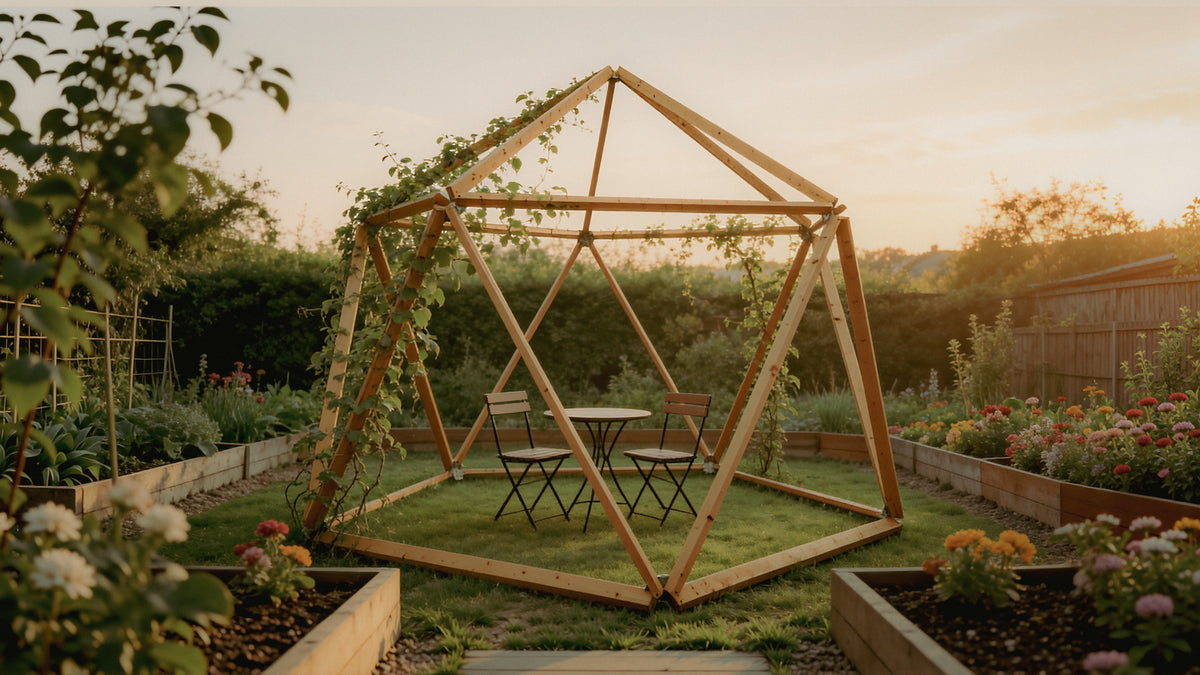 simple geodesic pergola trellis design